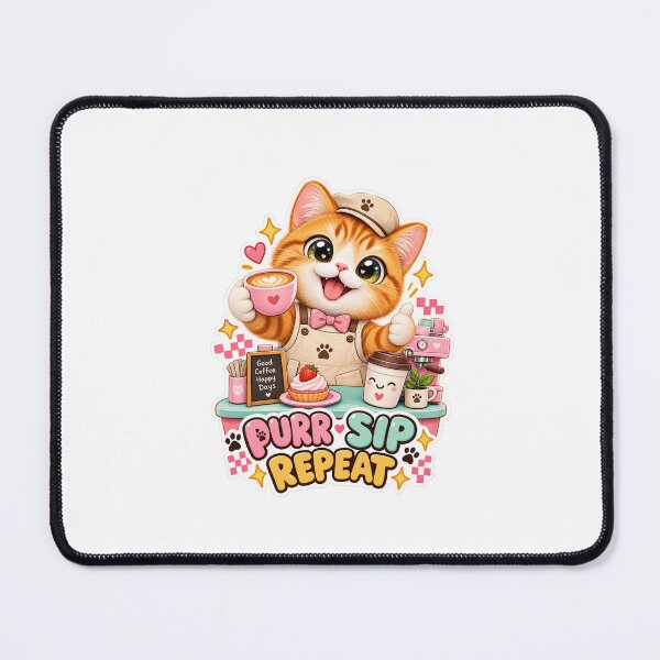 Item preview, Purr Sip Repeat – Cute Cat Barista Coffee Sticker designed and sold by Purr & Pixel Studio.