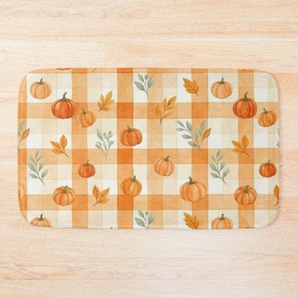 Item preview, Orange Gingham Plaid Watercolor Pumpkin Seamless Pattern designed and sold by LYAN-STORE.