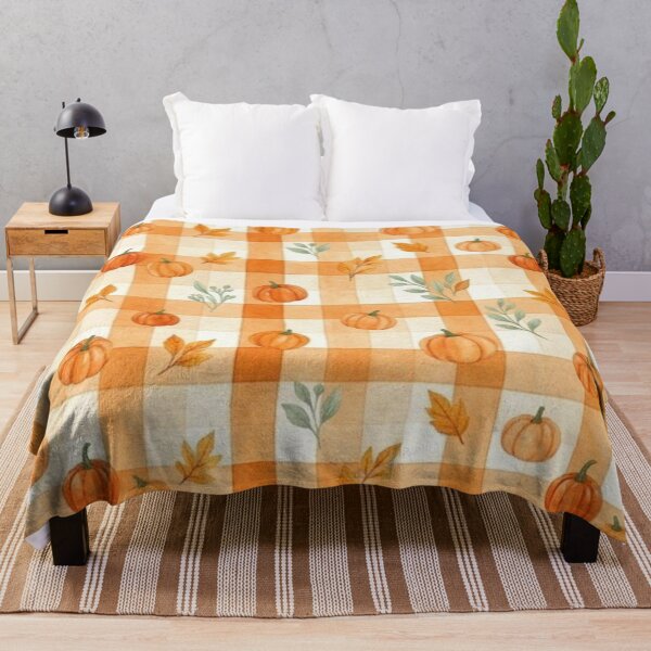 Item preview, Orange Gingham Plaid Watercolor Pumpkin Seamless Pattern designed and sold by LYAN-STORE.