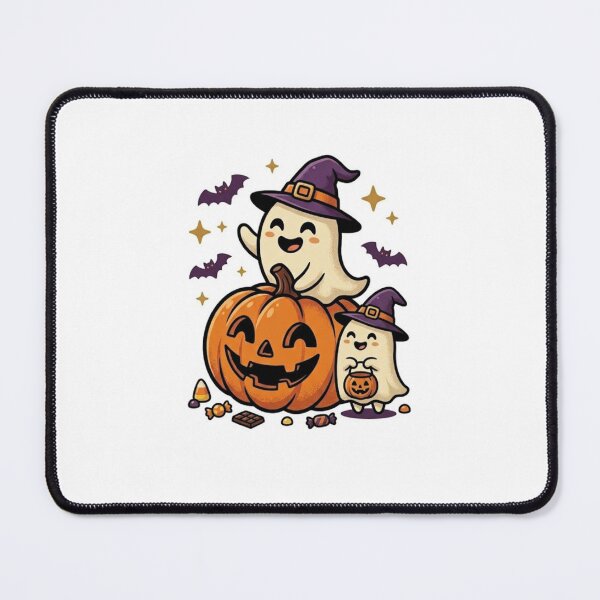Item preview, Cute Halloween Ghosts with Pumpkin and Witch Hats designed and sold by umarajabeen.