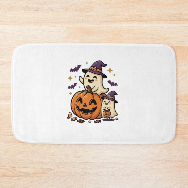 Item preview, Cute Halloween Ghosts with Pumpkin and Witch Hats designed and sold by PureCanvas Co.