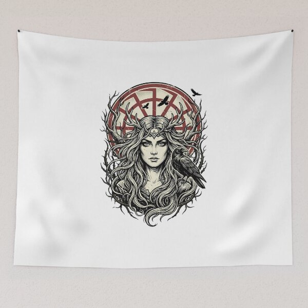 Item preview, Slavic Forest Goddess – Raven & Antler Spirit designed and sold by TomxDesign.