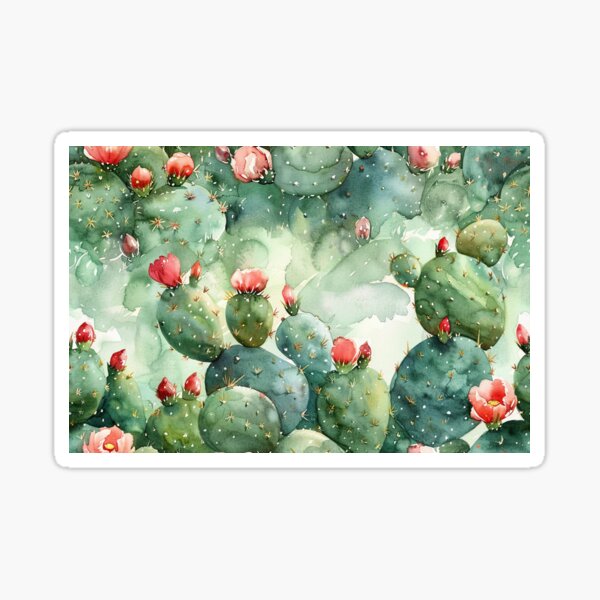 Item preview, Watercolor Blooming Prickly Pear Cactus designed and sold by NTGUILTY.