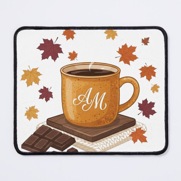 Item preview, Fall Season Hot Coffee on Wood Coaster with Dark Chocolate Bars designed and sold by hepopatterns.