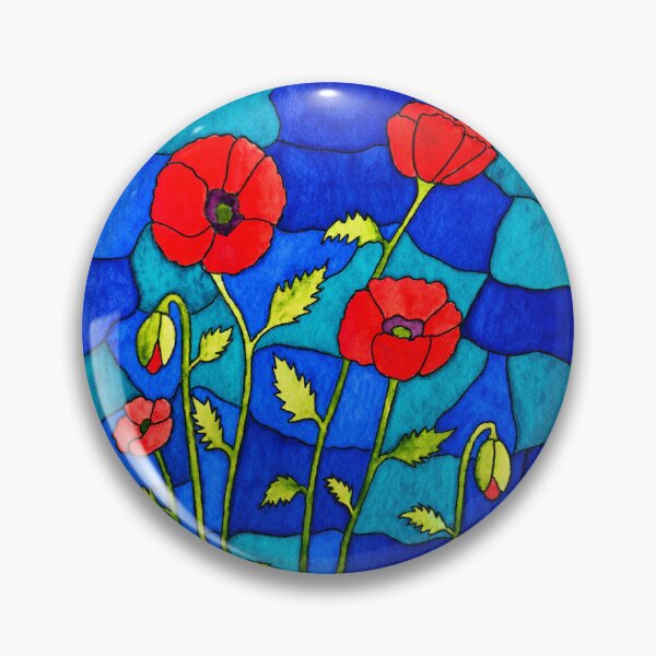 Artikelvorschau, Mohnblumen-Buntglas-Aquarell entworfen und verkauft von cbfineart.