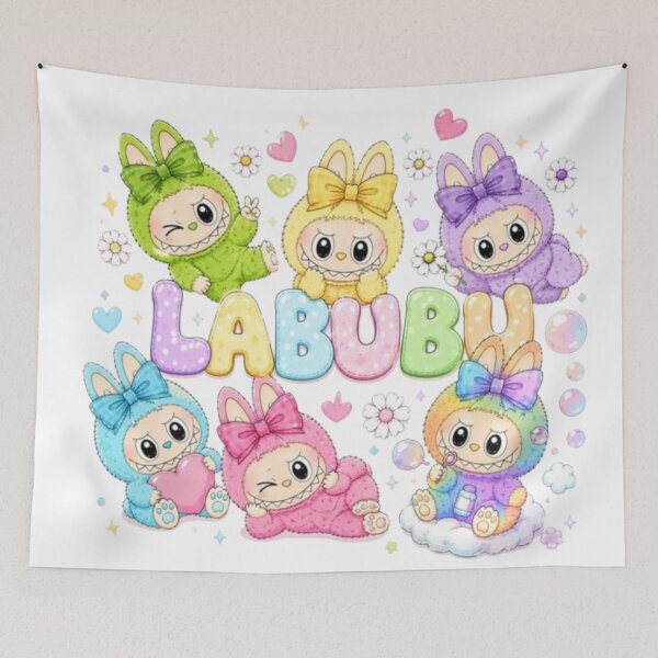 Item preview, agical Pastel Labubu Squad Floating Art designed and sold by AesthinkArt.