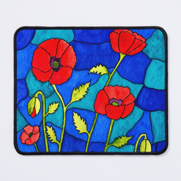 Item preview, Poppies Stained Glass Watercolor designed and sold by cbfineart.