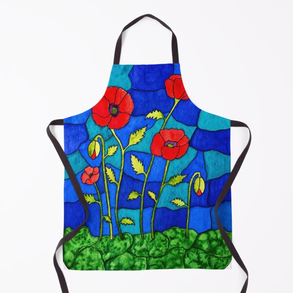 Aperçu de l'œuvre Coquelicots Vitrail Aquarelle créée et vendue par cbfineart.
