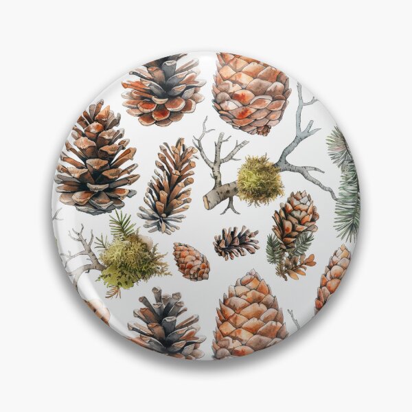 Item preview, Watercolor Woodland Pine Cones and Moss designed and sold by NTGUILTY.