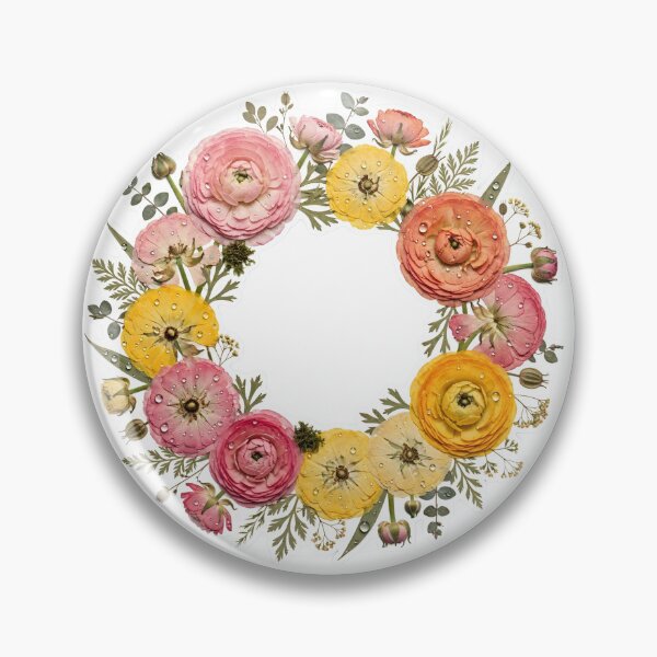 Item preview, Ranunculus Wreath Pressed Flower Botanical designed and sold by RareBotanical .