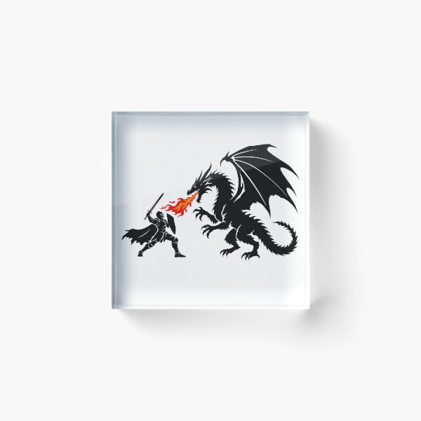 Item preview, Knight vs Dragon Fantasy Medieval Battle Fire Breathing Silhouette Graphic designed and sold by PixelForge Studio2.