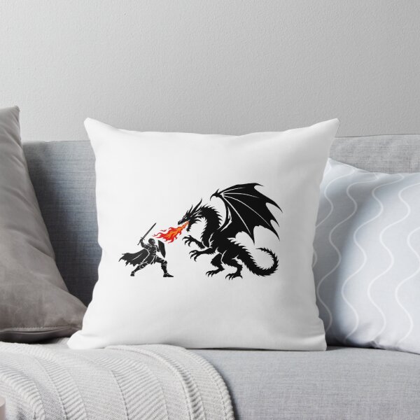 Item preview, Knight vs Dragon Fantasy Medieval Battle Fire Breathing Silhouette Graphic designed and sold by PixelForge Studio2.