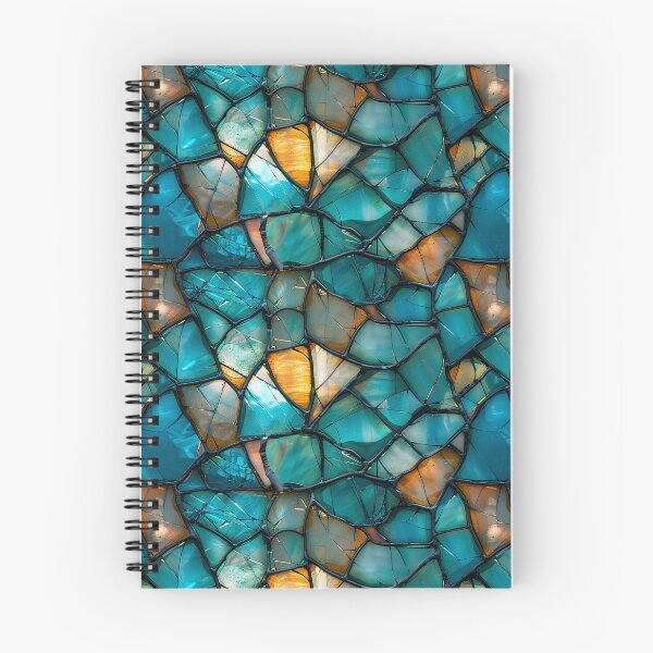 Item preview, Teal and Amber Broken Stained Glass Mosaic Pattern designed and sold by NTGUILTY.