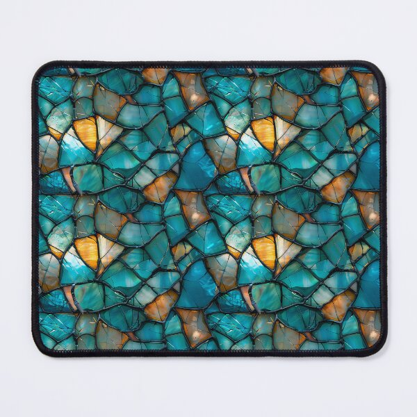 Item preview, Teal and Amber Broken Stained Glass Mosaic Pattern designed and sold by NTGUILTY.