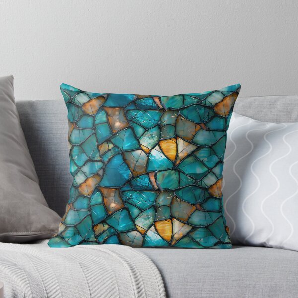 Item preview, Teal and Amber Broken Stained Glass Mosaic Pattern designed and sold by NTGUILTY.