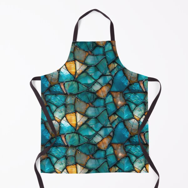 Item preview, Teal and Amber Broken Stained Glass Mosaic Pattern designed and sold by NTGUILTY.