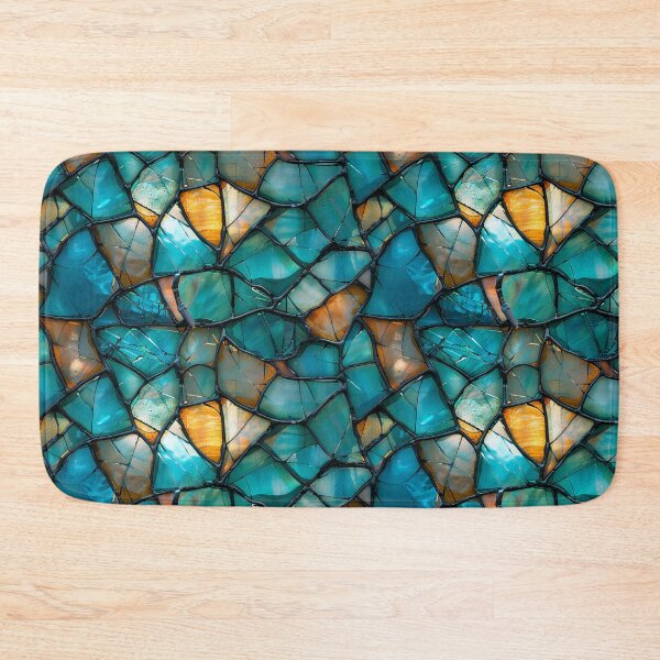 Item preview, Teal and Amber Broken Stained Glass Mosaic Pattern designed and sold by NTGUILTY.