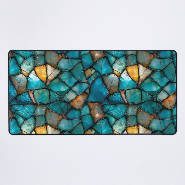 Item preview, Teal and Amber Broken Stained Glass Mosaic Pattern designed and sold by NTGUILTY.