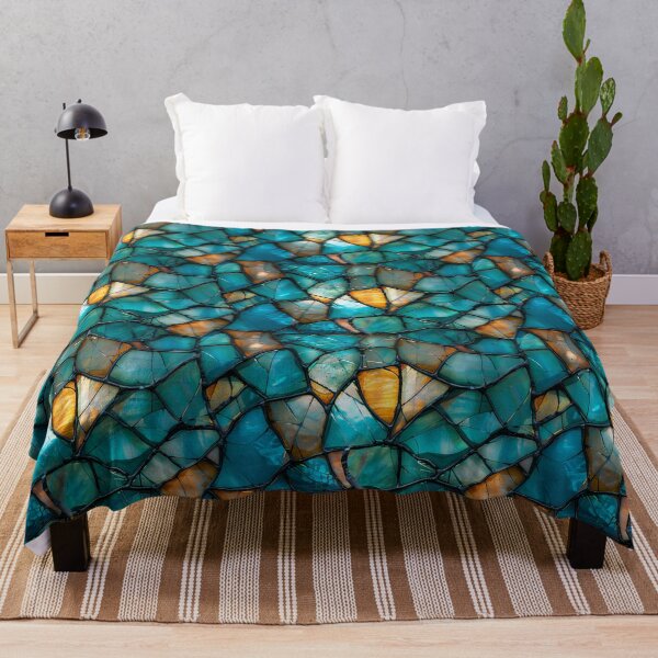 Item preview, Teal and Amber Broken Stained Glass Mosaic Pattern designed and sold by NTGUILTY.