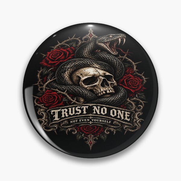 Item preview, Trust No One Not Even Yourself Gothic Snake Skull Roses designed and sold by TheInkRaven.