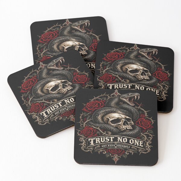 Item preview, Trust No One Not Even Yourself Gothic Snake Skull Roses designed and sold by TheInkRaven.