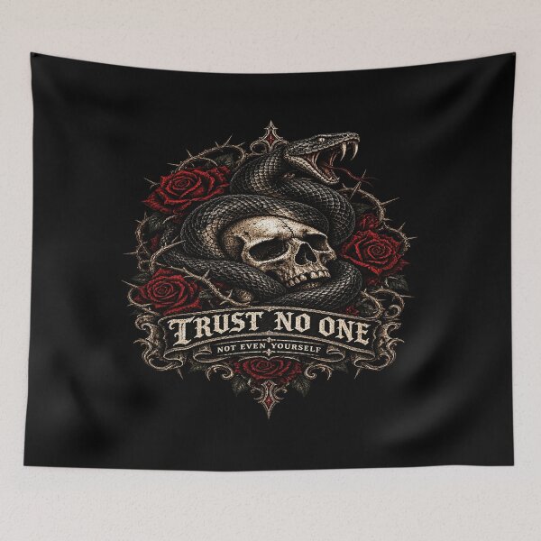 Item preview, Trust No One Not Even Yourself Gothic Snake Skull Roses designed and sold by TheInkRaven.