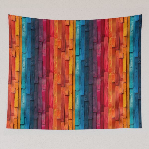 Item preview, Vibrant Rainbow Painted Wood Planks Pattern designed and sold by NTGUILTY.