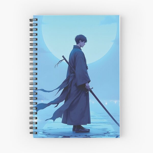 Item preview, Lonely Samurai Under Blue Moonlit Frozen Lake Anime Art designed and sold by PIXeez⭐️⭐️⭐️⭐️⭐️.