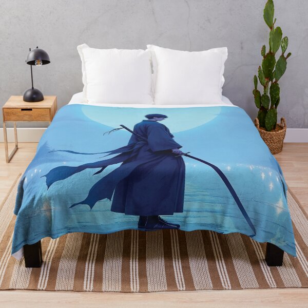Item preview, Lonely Samurai Under Blue Moonlit Frozen Lake Anime Art designed and sold by PIXeez⭐️⭐️⭐️⭐️⭐️.
