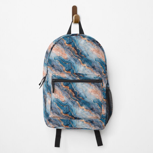Item preview, Elegant Blue Peach and Copper Marble Fluid Pattern designed and sold by NTGUILTY.