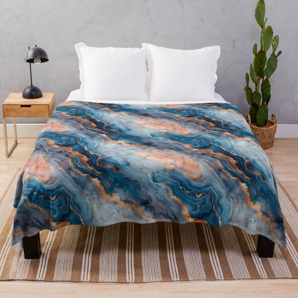 Item preview, Elegant Blue Peach and Copper Marble Fluid Pattern designed and sold by NTGUILTY.