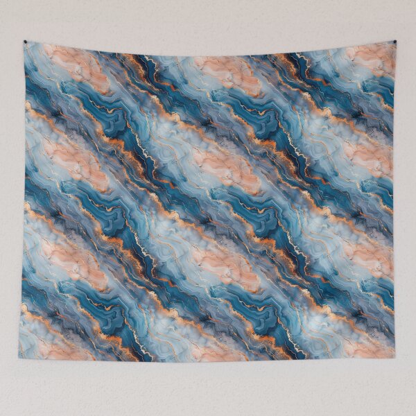 Item preview, Elegant Blue Peach and Copper Marble Fluid Pattern designed and sold by NTGUILTY.