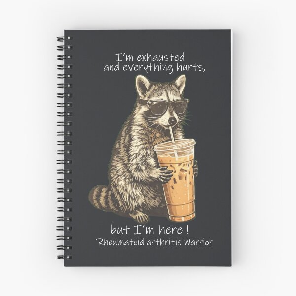 Item preview, exhausted raccoon drinking iced coffee designed and sold by ChristaMY.