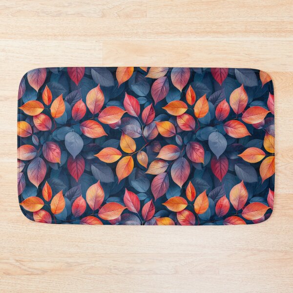Item preview, Vibrant Autumn Leaves and Dark Blue Botanical Pattern designed and sold by NTGUILTY.