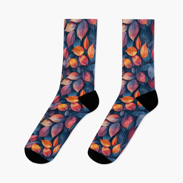 Item preview, Vibrant Autumn Leaves and Dark Blue Botanical Pattern designed and sold by NTGUILTY.