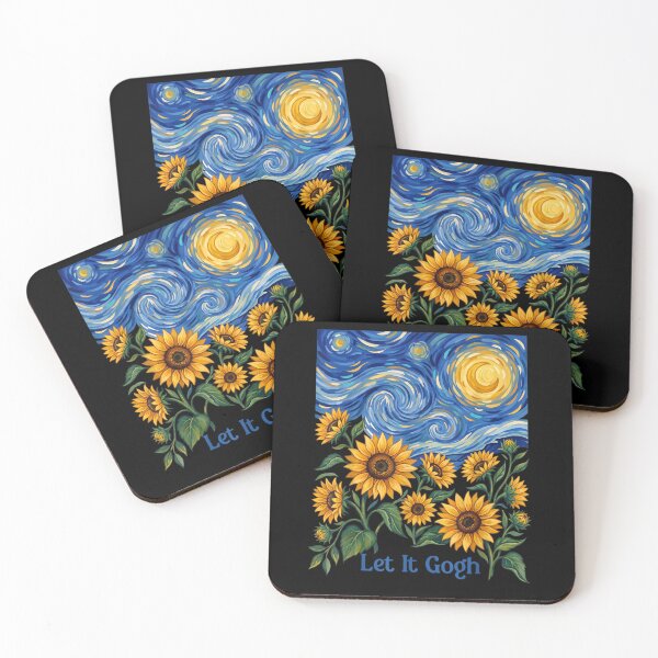 Item preview, Let It Gogh Funny Artist Van Gogh Sunflowers Starry Night  designed and sold by Crookedorbit ⭐⭐⭐⭐⭐ .