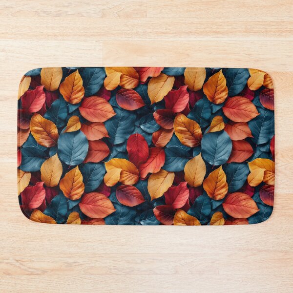 Item preview, Vibrant Autumn and Teal Blue Leaves Pattern designed and sold by NTGUILTY.