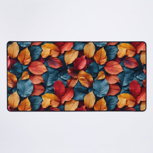 Item preview, Vibrant Autumn and Teal Blue Leaves Pattern designed and sold by NTGUILTY.