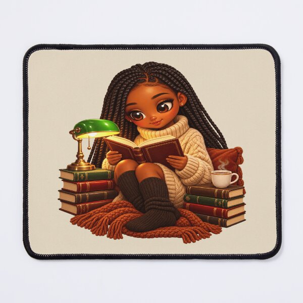 Item preview, Black Woman Reading Cozy Book Lover Illustration designed and sold by POD DYNASTY | Original Print On Demand T-Shirt Graphics.