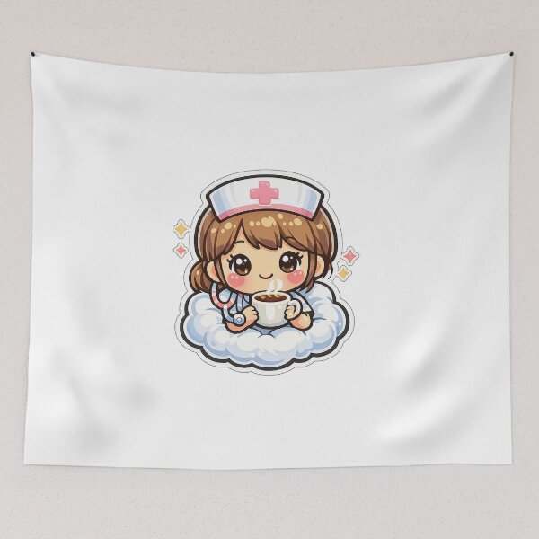 Item preview, Kawaii chibi nurse with coffee – Adorable pastel design for coffee and health lovers designed and sold by Ars Viva.