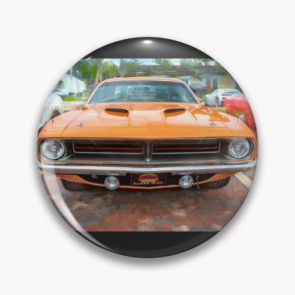 Item preview, 1970 Vitamin C Orange Plymouth Hemi Cuda Classic Mopar Muscle Car Art designed and sold by RichFrancoCars.