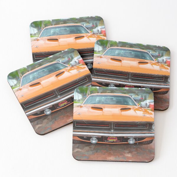 Item preview, 1970 Vitamin C Orange Plymouth Hemi Cuda Classic Mopar Muscle Car Art designed and sold by RichFrancoCars.