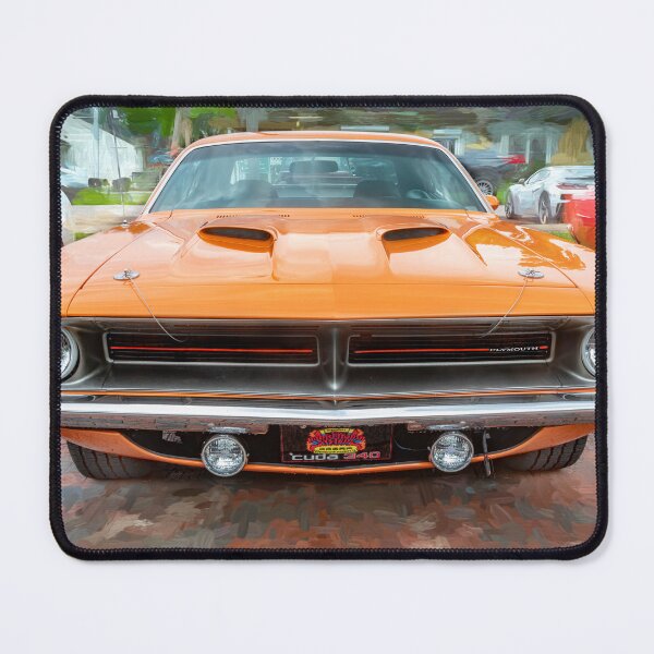 Item preview, 1970 Vitamin C Orange Plymouth Hemi Cuda Classic Mopar Muscle Car Art designed and sold by RichFrancoCars.