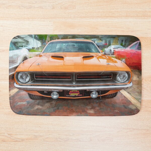 Item preview, 1970 Vitamin C Orange Plymouth Hemi Cuda Classic Mopar Muscle Car Art designed and sold by RichFrancoCars.