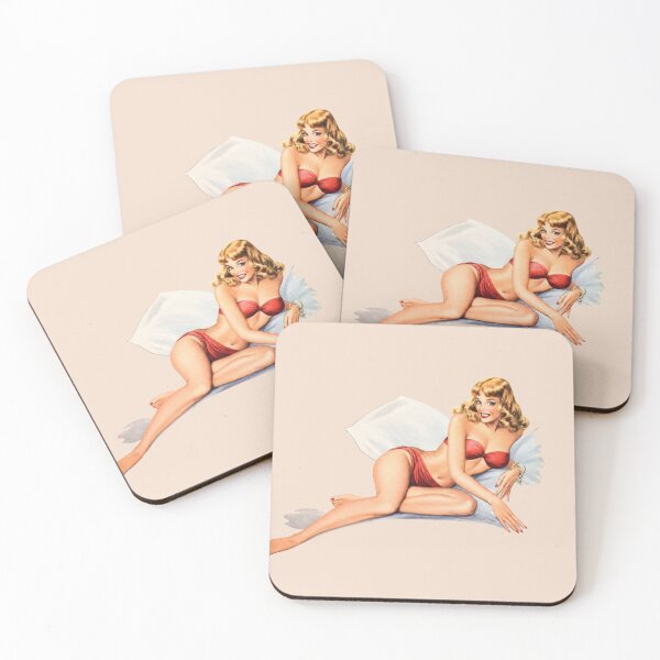 Item preview, Vintage Pin-up Latin Girl Maria in a cherry-colour bikini designed and sold by Cocoshuka Studio.