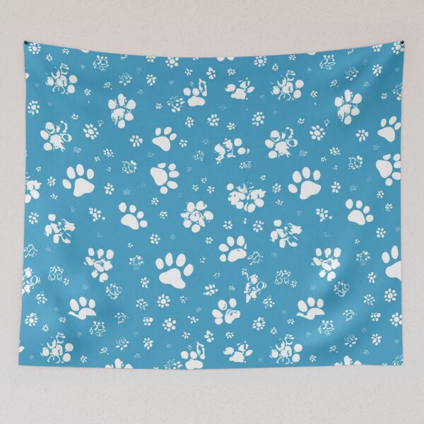 Item preview, Blue Paw Print Pattern- Cute White Animal Paws on Teal background Seamless  designed and sold by LC&LCPlatform.