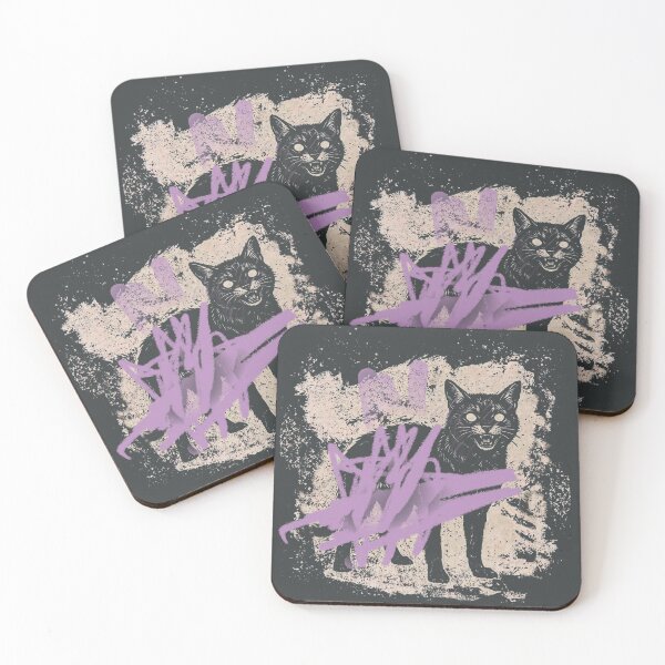 Item preview, Grinning Cat – Strange Black and White Linocut Style Illustration designed and sold by PhokaPhokich.
