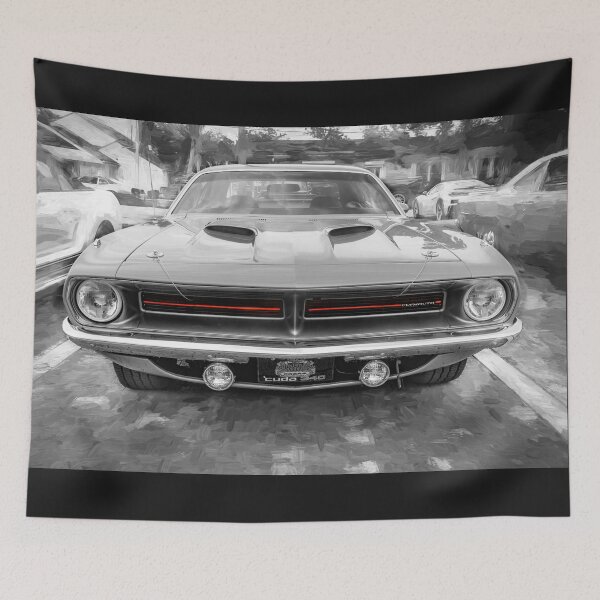 Item preview, 1970 Vitamin C Orange Plymouth Hemi Cuda Classic Mopar Muscle Car Art designed and sold by RichFrancoCars.