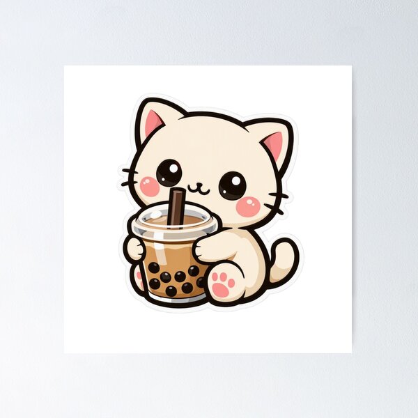 Item preview, Kawaii Bubble Tea Kitten – Adorable Minimalist Design designed and sold by Ars Viva.