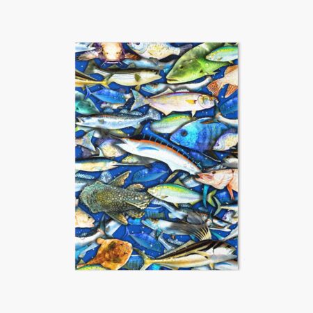 DEEP SALTWATER FISHING COLLAGE Framed Art Print by Gloria Sanchez